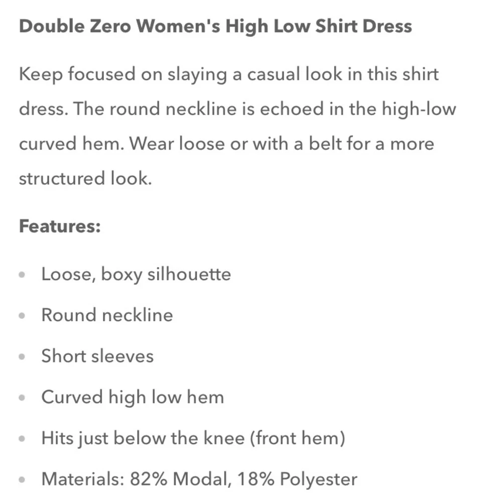 NWOT Double Zero shirt dress - Picture 2 of 5